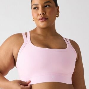 Fabletics Principle Longline Medium Impact Soft Pink Sports Bra 1X